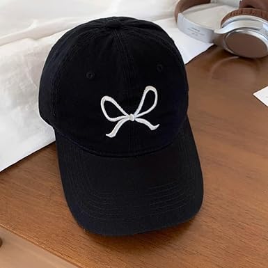 Trendy Bow-Tie Baseball Cap for Women and Men Trucker Hats Y2k Adjustable Fashion Sun Hat with Visor for Hiking & Travel