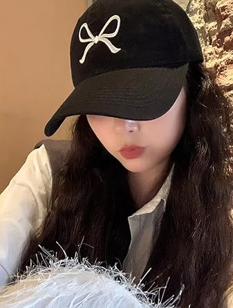 Trendy Bow-Tie Baseball Cap for Women and Men Trucker Hats Y2k Adjustable Fashion Sun Hat with Visor for Hiking & Travel