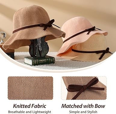 Sun Beach Hats for Women, Summer UPF 50+ UV Sun Protection Wide Brim Woven Hat Foldable Packable Knitted Cap